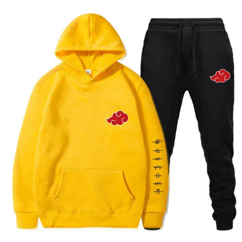 Moda Akatsuki Masculino Hoodie Terno Outono Novos Hoodies + спортивные штаны Duas горошек Terno повседневная Masculino Roupas Todas как мульферы Jogo G1217