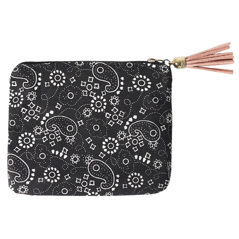 300ピースコイン財布女性綿のレトロな幾何学的プリントクレジットカードホルダー財布