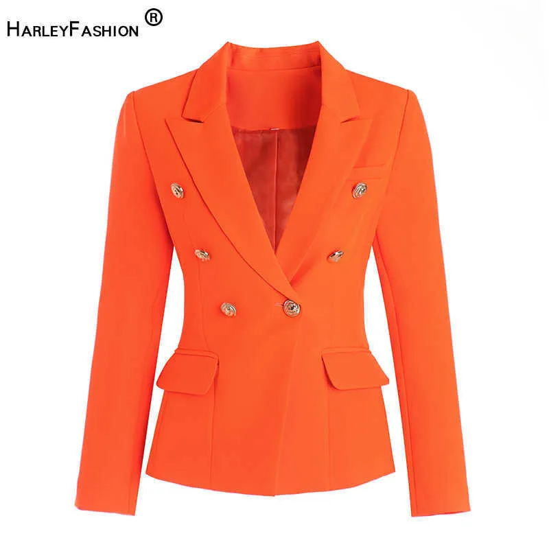 HarleyFashion Euramerican Designer Bright Bonbons Couleur Orange Blazer Boutons 2020 Nouvelle Mode Fluorescence Blazers Haute Qualité X0721