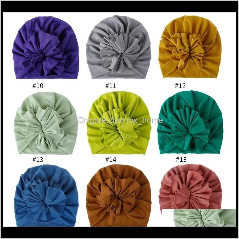 18 colors new baby hats toddler knitted cotton caps infant flower hat newborn hats 10pcs/lot