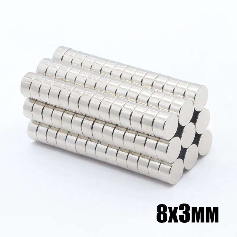 50 stks N35 Ronde Magneten 8x3mm Neodymium permanente NDFEB sterke krachtige magnetische mini kleine magneet