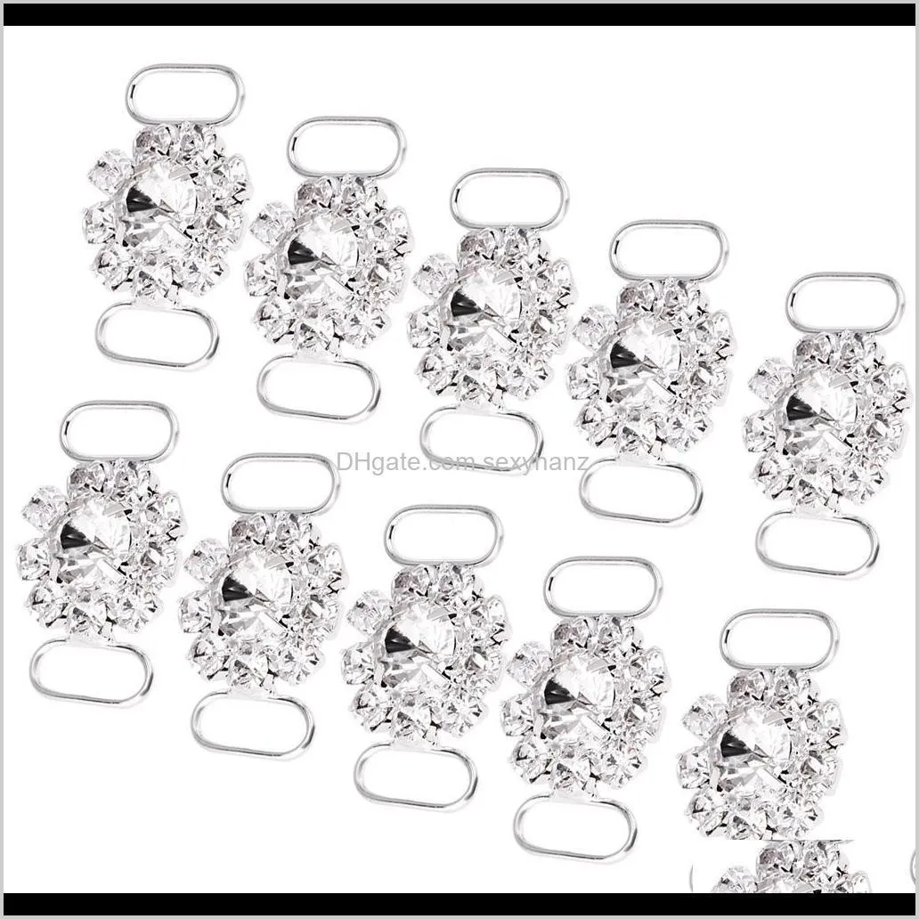 10 pieces diamante flower shape crystal bikini connector buckle link for swimwear decoration