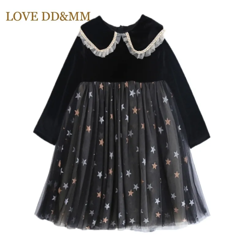 Aşk DDMM Kız Elbise Sonbahar Çocuk Giyim Kız Moda Payetli Yıldız Örgü Elbise Kız Çocuk Kostümleri 210715