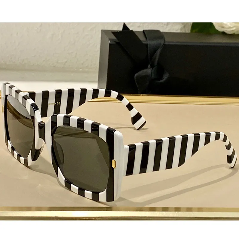 Mens or Womens Designer Sunglasses 0435 fashion retro simple classic big box black and white striped frame zebra pattern lens with letter anti UV400 top quality