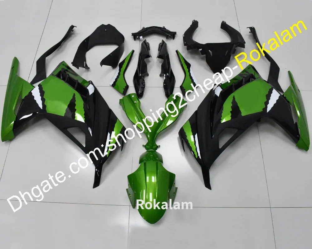 Para Kawasaki ZX300 Ninja 300 2013 2014 2015 2016 EX300 EX300 Green Black Bodywork Jogo de Aftermarket Kit (moldagem por injeção)