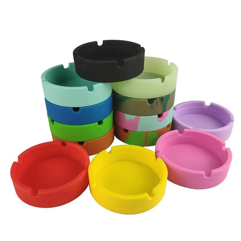 22 estilos Silicone Ashtray Creative Redondo Anti-choque Fumaça de fumaça de cinzas Moda Ambiental Hotel Home Square