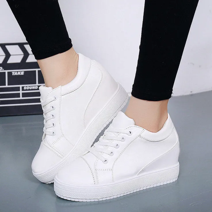 White high cheap heel sneakers