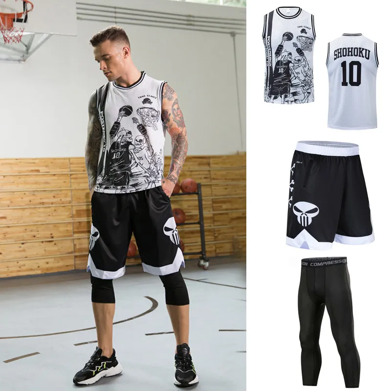 3 stycken basketsträngar Ärmlös med shorts Andningsbara sporter Utomhus Running Toppar Gym Training Set Sportkläder