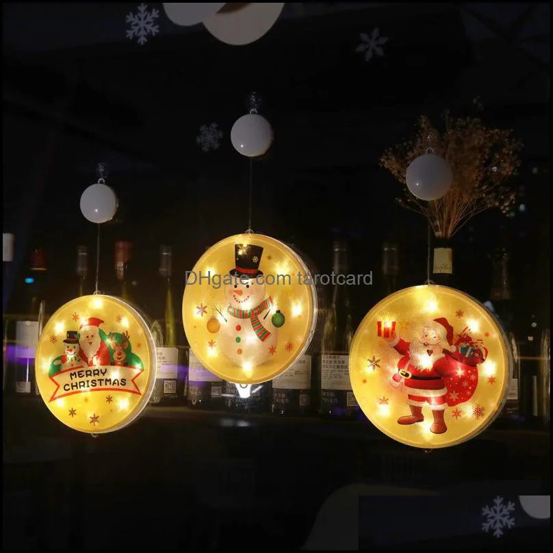 Merry Christmas Words Lamp String Santa Claus Elk Snowman Pattern LED Coloured Lights Suitable For Christmases Decoration