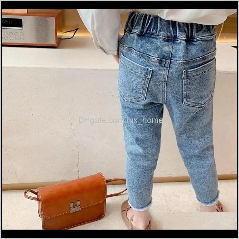 fashion baby girl jean pants cotton high waist infant toddler children button denim trousers long baby girls pant clothes 1-10y 201204