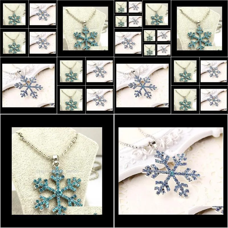 rhinestone snowflake pendant statement necklace crystal cartoon necklace for children kids movie ps0776