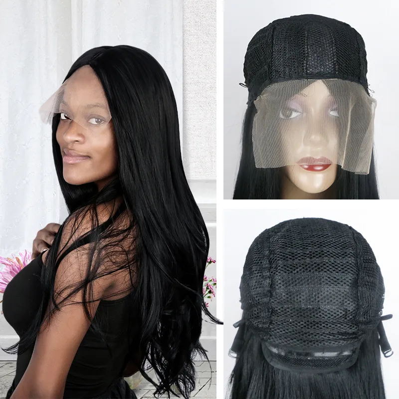 Parrucca anteriore in pizzo sintetico da 30 pollici parte T parrucca riccia ondulata simulazione capelli umani parrucche frontali in pizzo per donne bianche nere LS518WWBN24-LX