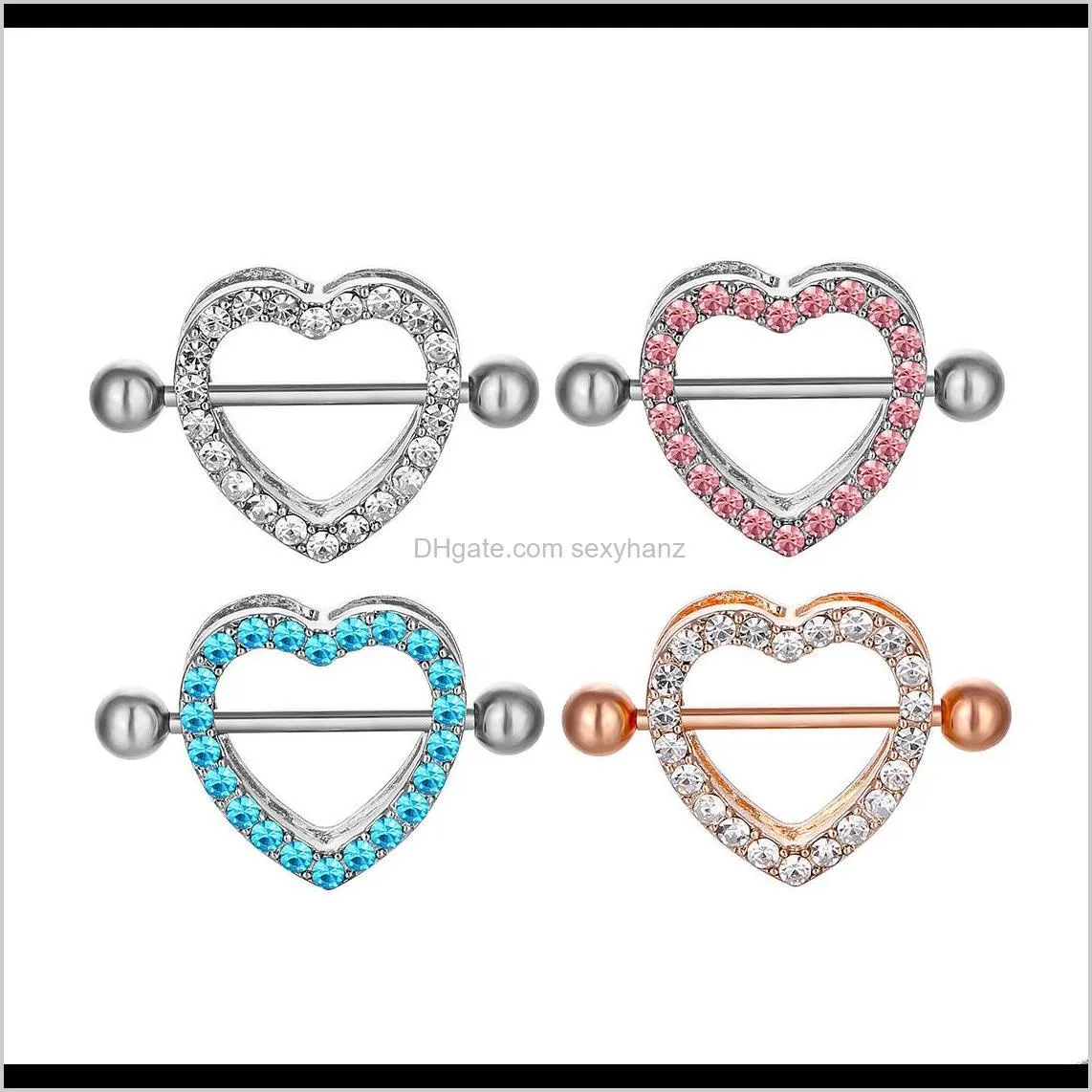 Nombril cloche bouton anneaux livraison 2021 D0985 5 couleurs joli coeur style mamelon anneau 20 pièces rose couleur pierre goutte Piercing bijoux de corps