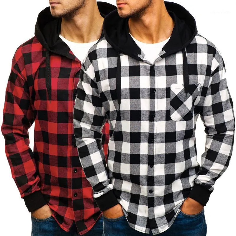 Men's Hoodies Sweatshirts 2021 Chemises Automne Mode Dcontract Carreaux En Coton Manches Longues De Haute Qualit Pull Capuche Hiver Hommes