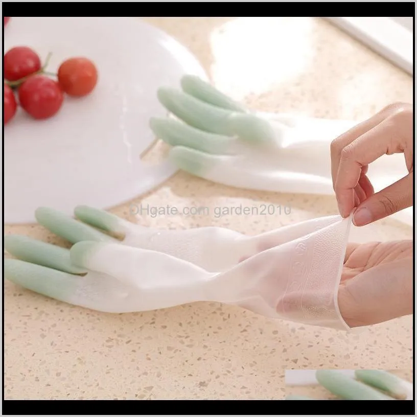 2pcs kitchen cleaning gloves rubber dish washing gloves for household scrubber kitchen clean tools1
