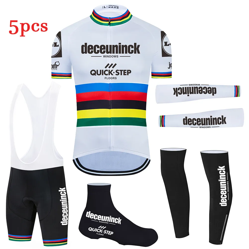 Factory direct sales White 2021 TEAM Quickstep Cycling Short Wear Breathable Men Ropa Ciclismo Bicycling Sleeve Warmers Jersey Bike Pants