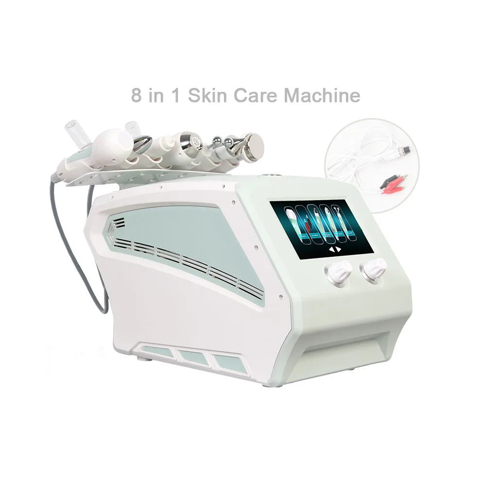 RF-Mesotherapie, Hydra-Wasser-Peeling, Mikrodermabrasion, Hydro-Dermabrasion, Gesichtsmaschine, 8-in-1-Nano-Sprayer, Ultraschalltechnologie zur Hautpflege, Faltenentfernung