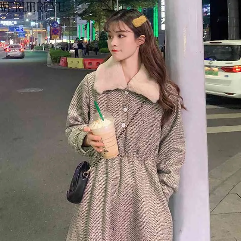 WERUERUYU Fairy Vintage Dress Women Autumn Long Sleeve Retro French Warm Dress Female Casual Party Dress Korean Winter 210608