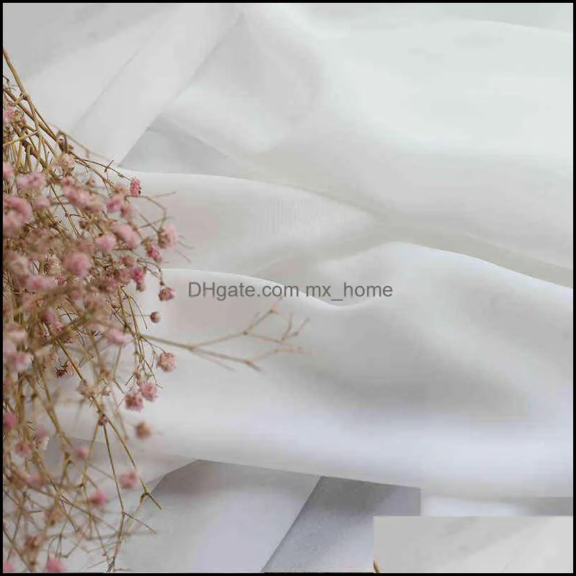 Curtain White Tule s For Living Room Decoration Modern Chiffon Solid Sheer Voile Kitchen J0727