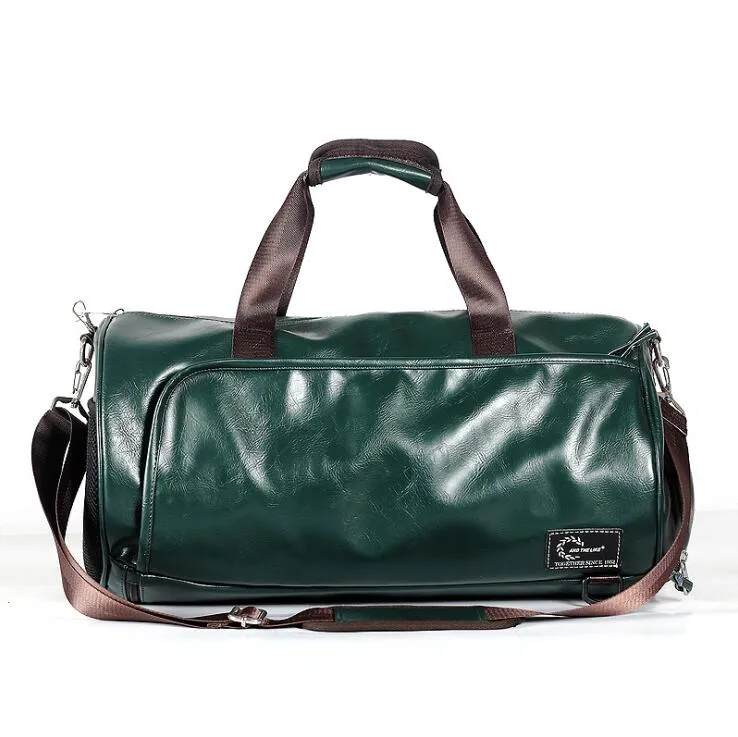 مصنع كامل الرجال حقيبة يد خضراء بسيطة حقيبة لياقة جلدية خضراء في الهواء الطلق رياضية Leathers أكياس السفر الأزياء الرطبة والجافة 271q