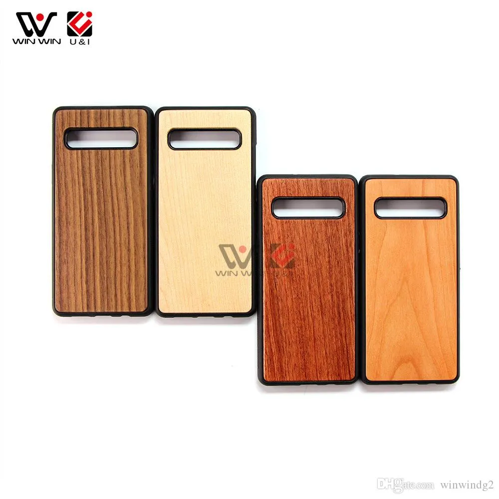 Shockproof Phone Cases For Samsung Galaxy S9 S10 S10e S10+ Plus Note 9 2021 Luxury Natural Real Wood TPU Custom LOGO Pattern Water Resistant Back Cover