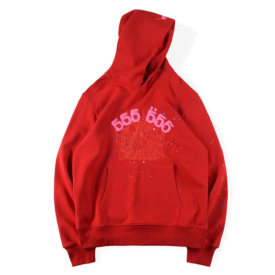 Red Hoodie Mężczyźni Damskie Puff Letter Drukowane Bluzy Bluzy 11 Wysokiej Jakości Novelty Fleece Bluza Męskie Hip Hop Tops