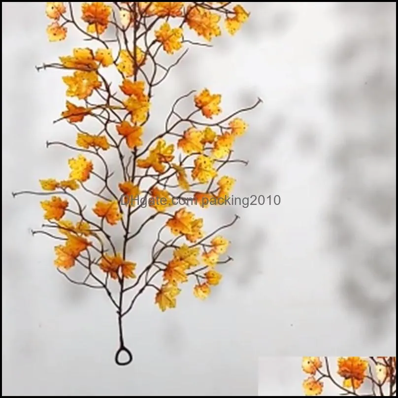 Simulation Autumn Leaves Halloween Rattan Thanksgiving Harvest Festival Decoration Winding Flower Vine Decorative Flowers & Wreaths