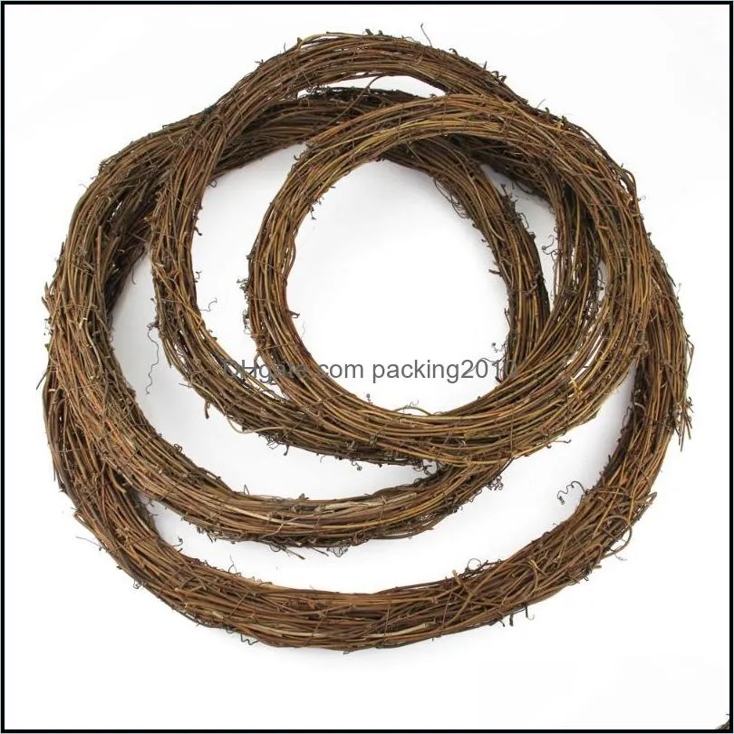 Decorative Flowers & Wreaths 20/25/30/35CM Rustic Natural Rattan DIY Christmas Wreath Decoration Wedding Garland Accessories