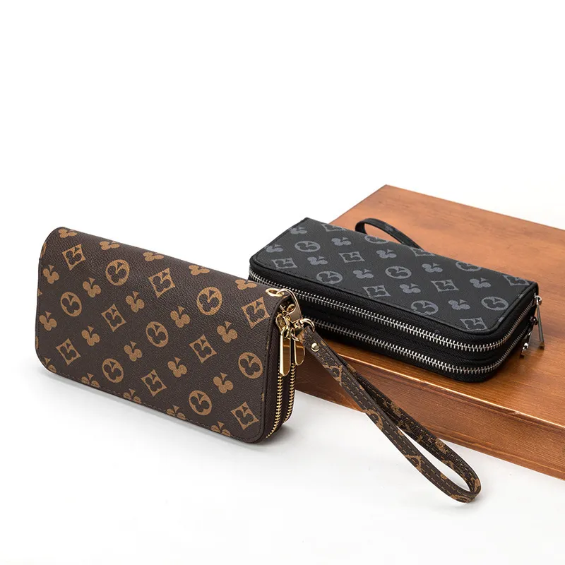 Luxury Brand Designer Wallet Men Women Fashion Poker Pattern Long Wallets Zipper Money Card Holder Anti-theft Purses Clutch Bag