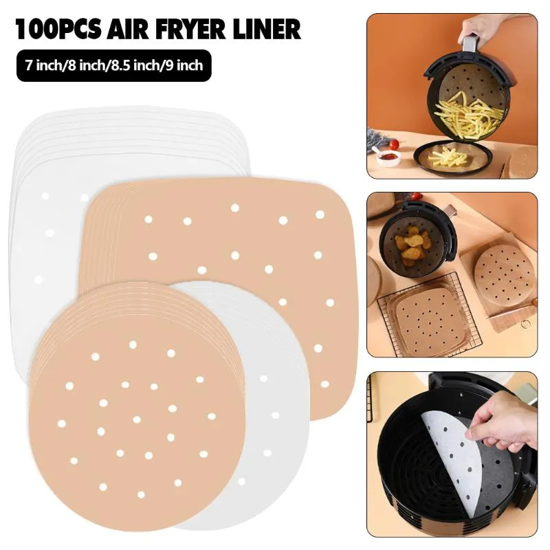 Tools & Accessories 100pcs Non-stick Mat Disposable Baking Sheets Frying Cooking Papers Air Fryer Bamboo Steamer Liners Perforated Silicon P