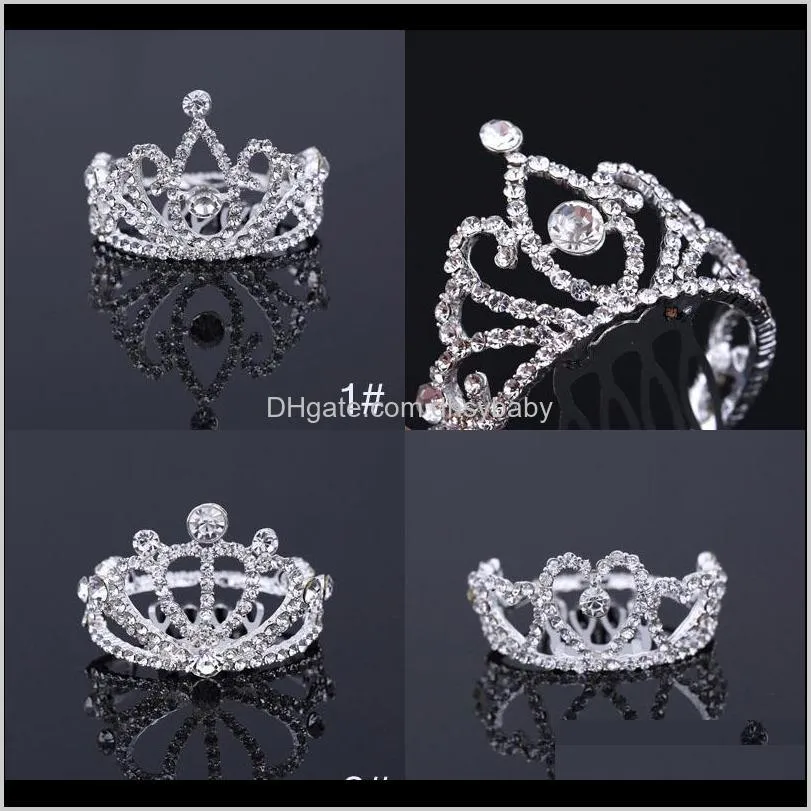 crystal rhinestone hair jewelry mini round circle hair comb tiara pageant prom kid girl metal hair comb head tiara