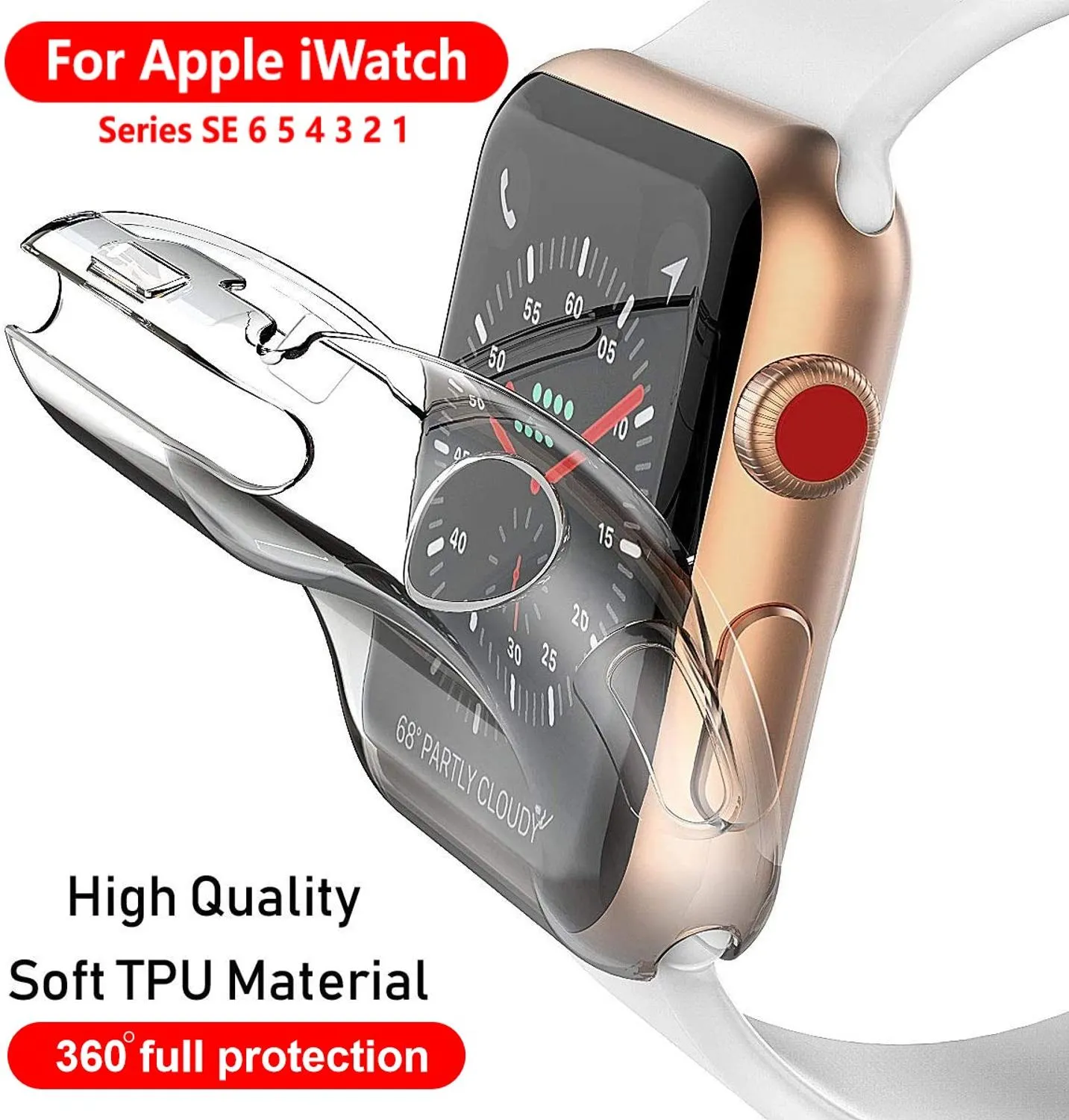 Weiche, transparente TPU-Hülle für Apple Watch 38 mm, 42 mm, 40 mm, 44 mm, klare Schutzhülle für iWatch Serie 1, 2, 3, 4, 5