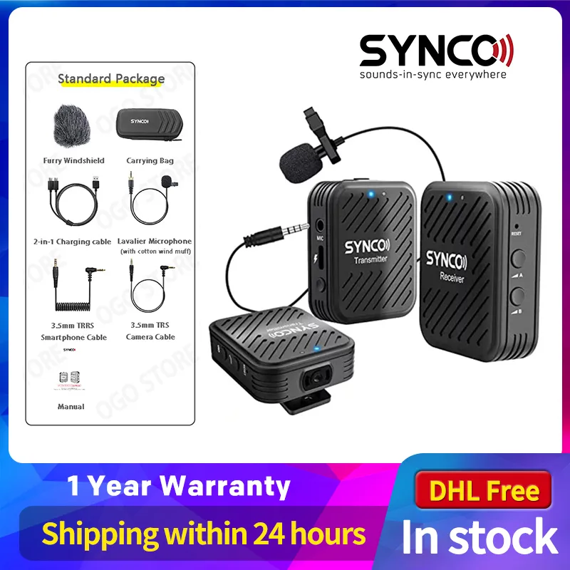 SYNCO G1 G1A1 G1A2 Wireless Lavalier-Mikrofonsystem Smartphone Laptop DSLR Tablet Camcorder Recorder pk comica