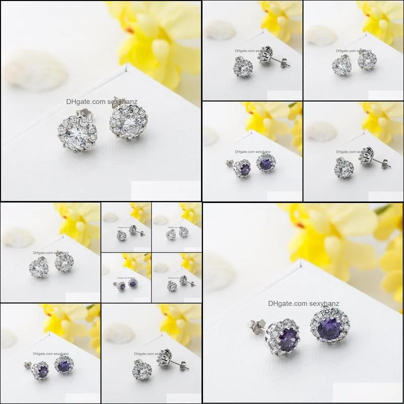 Other Solid Sterling Silver S925 Earrings Stud Simple Sweet Sun Flower Ear Jewelry Female White Gold Wedding EW08