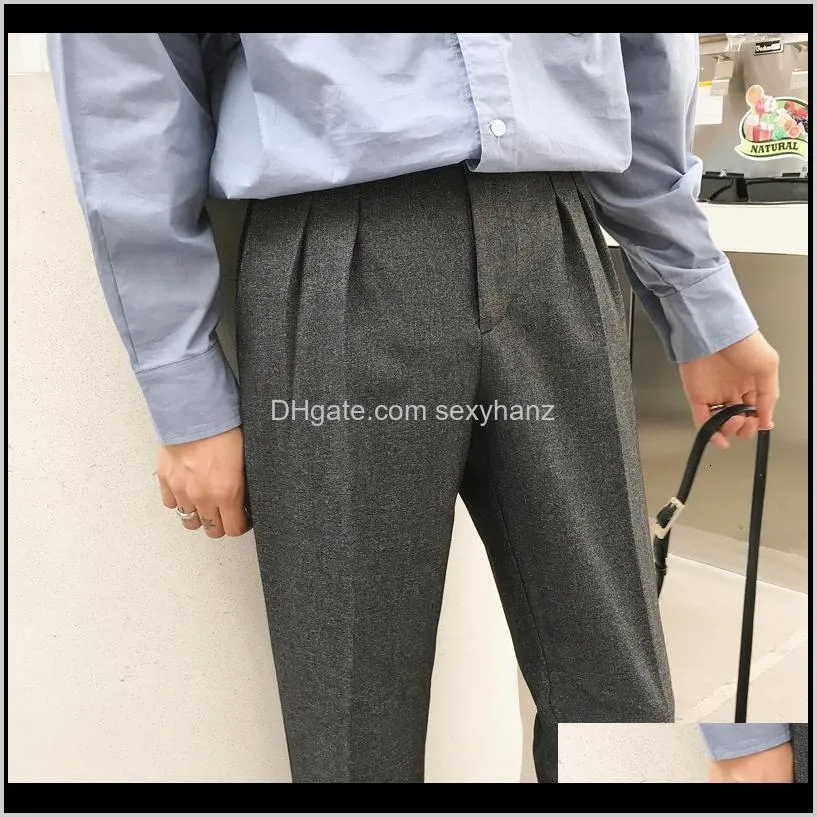 2021 men`s silk formal business casual pants western-style trousers vertical slim suit pants black/grey/beige color social1