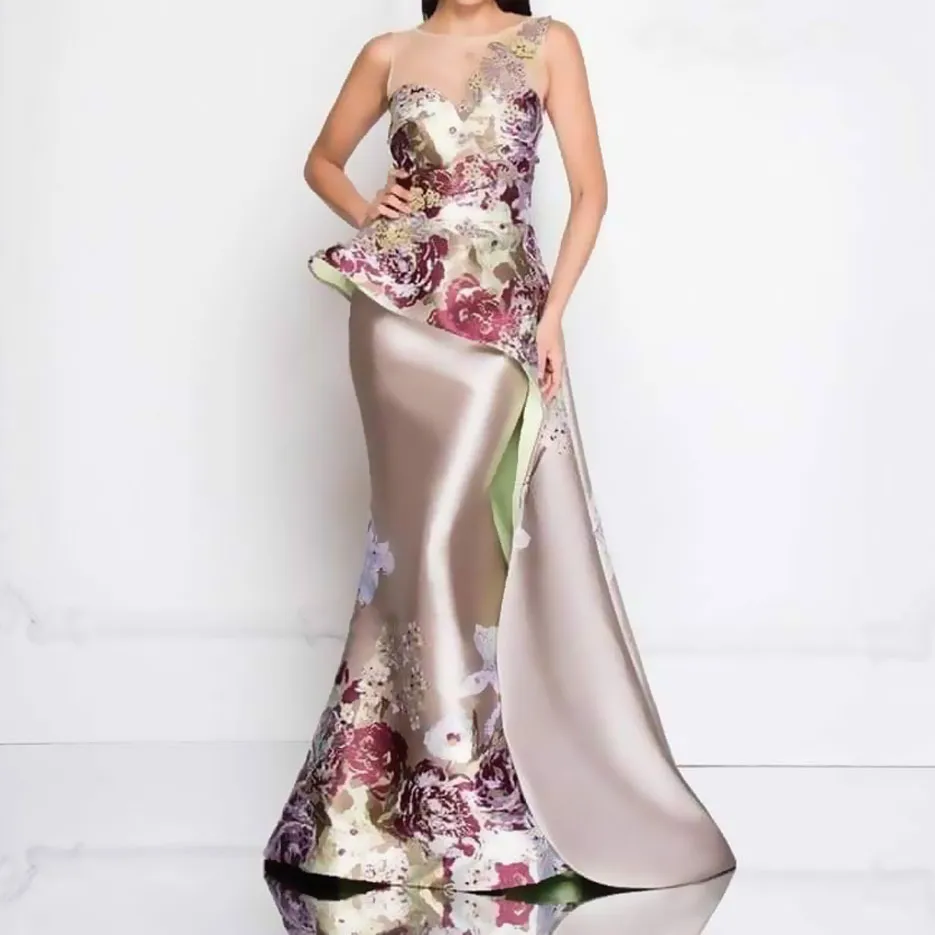 Vestido Miss Universo Zuhair Murad Arabo Abiti da sera sirena oro Snow Crystal Beaded Lace Tulle Prom Celebrity Gowns Abiti