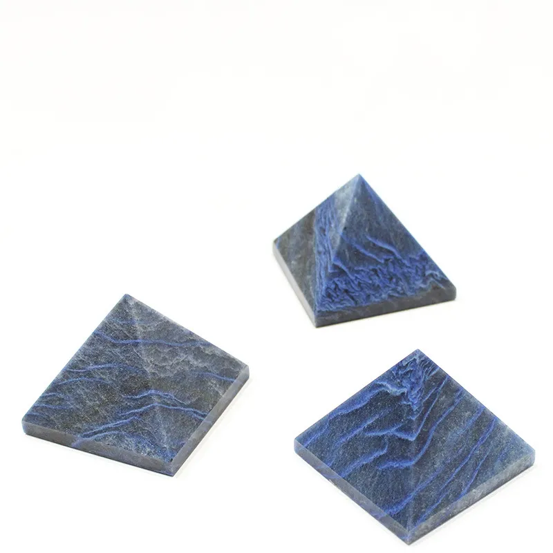 Natural Blue Dongling Jade Raw Stone Cutting Pyramid Ornament Healing Energy Crystal Mine Home Feng Shui Triangle