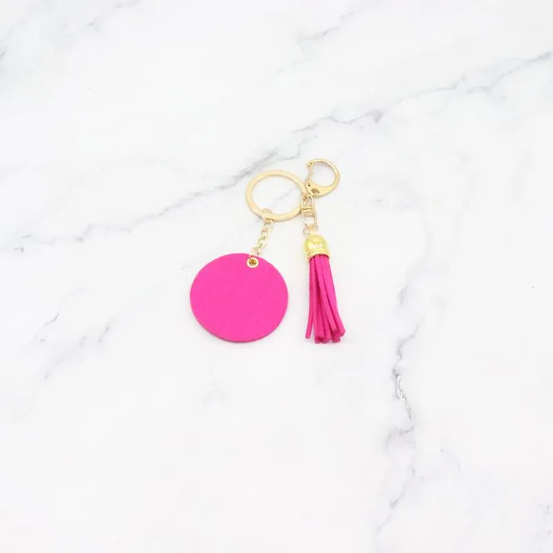 Fashion Tassel Keychains Solid Color Metal Keyring Luggage Decoration keychain Pendant DIY Gift Key Chain 