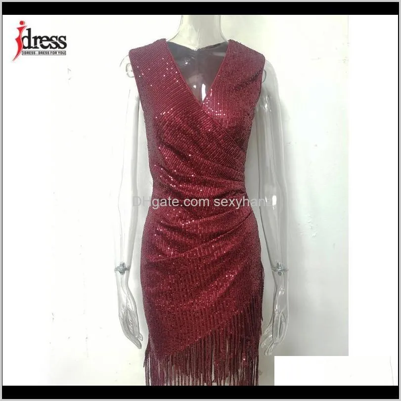 plus size woman 2021 vestido de mujer clothes ruched night dress bodycon tassel christmas dress women sequined red