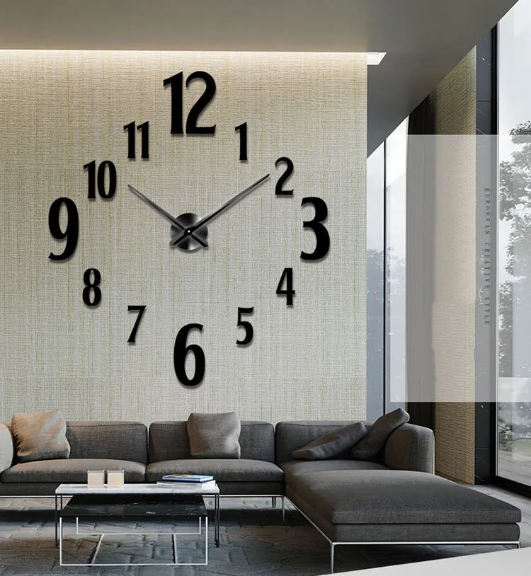 Home Decoration Big Number Mirror Clock Modern Design Large Walls Clocks 3D Watch Wall Unique Gifts