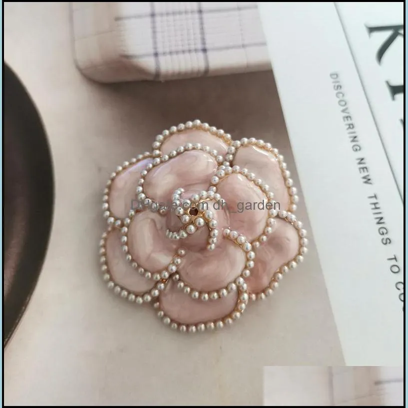 Pins, Brooches Big Camellia Pearl Brooch For Women Brand Desinger Broach Channel Lapel Pin Collar Clips Broches Jewelry