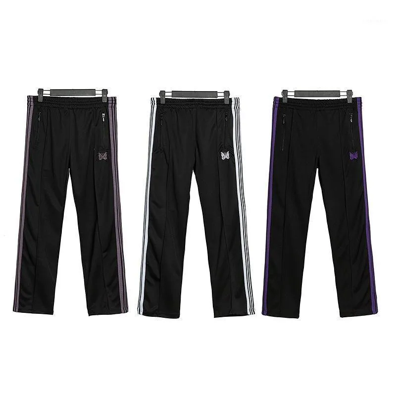İğneler Pantolon Hip Hop 1: 1 Yüksek Kaliteli Kelebek Nakış Parça Sweatpants Japonya Pantolon Erkekler