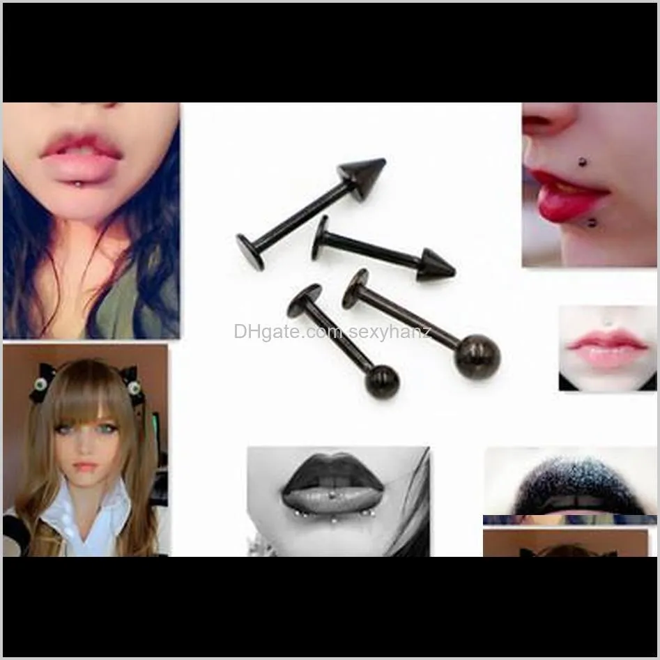 lip ring labret piercing ear stud tragus ball plain 316l surgical steel body piercing jewelry 100pcs/lot 2.5mm 3mm 4mm black