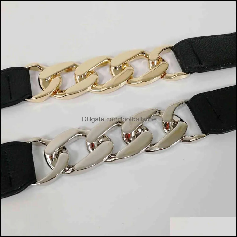 Gold chain belt elastic silver metal waist belts for women ceiture femme stretch cummerbunds ladies coat ketting riem waistband