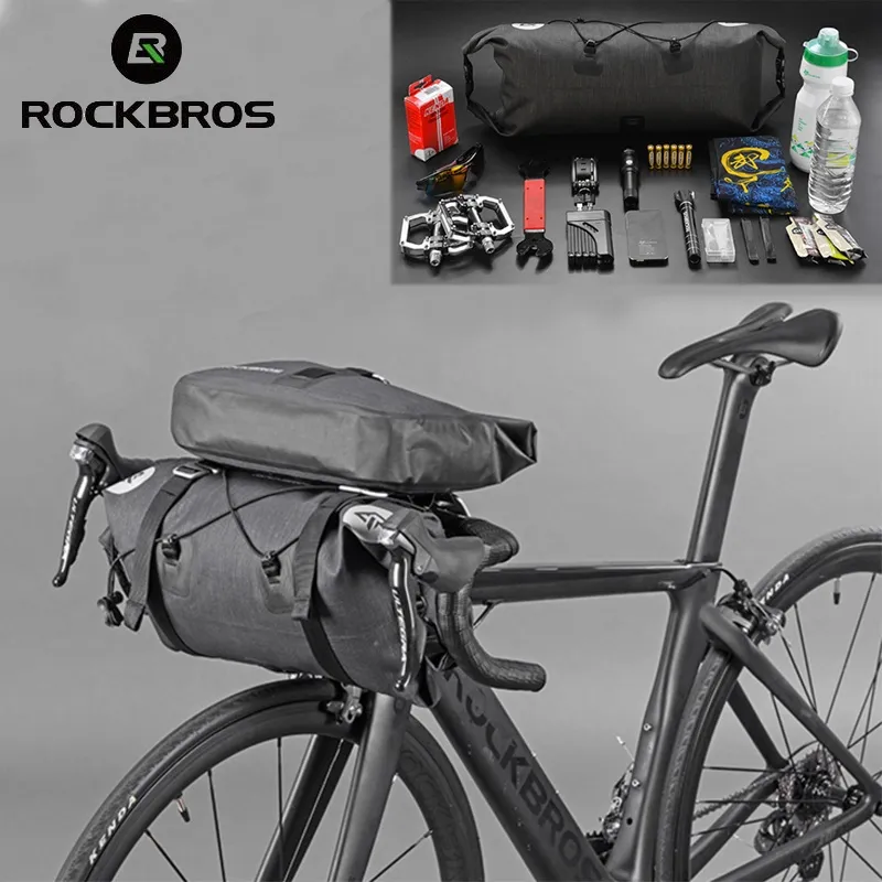 Rockbros (livraison locale) Sac de vélos de bicyclettes à grande capacité Sacs de cyclisme à l'avant imperméable à l'imperméabilisation MTB Guidon Pouch Cadre Front Frame Support Pannier Bike Accessoires