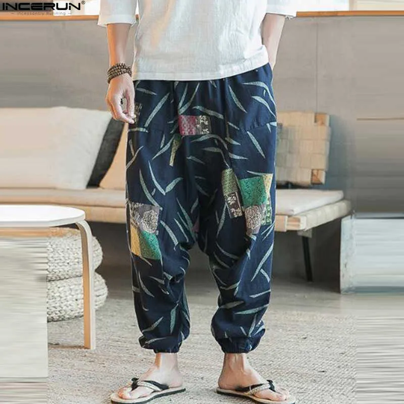 Baggy bomull linne harem byxor män hip-hop kvinnor plus storlek brett ben byxor casual vintage långa byxor pantaloner hombrre 2021 x0723