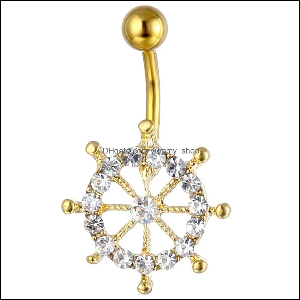Bell Button Rings JewelryD0686-2 (2 Kleuren) Helder Goud Mooie Stijl met Piercing Jewlery Navel Belly Ring Body Sieraden Drop Levering 2021