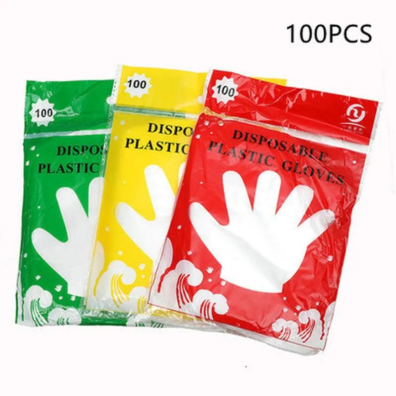 Gants jetables 100 PCS/LOT respectueux de l'environnement PE jardin ménage Restaurant barbecue en plastique multifonctionnel alimentaire