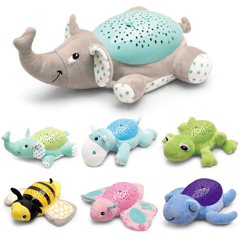 Forma carina Proiezione di luce a LED Placare il giocattolo musicale per bambini Accompagna i bambini Animali di peluche Cartoon Giocattoli per bambini Il regalo 210728