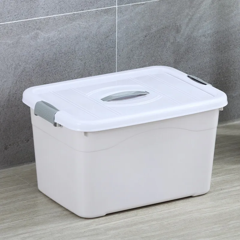 Confezione 8 Contenitori Organizer In Plastica Bianca Con Coperchio - Impilabili Con Manico, 25x17,5x14,5 Cm, Per Dispensa E Ufficio
